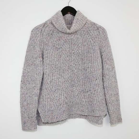 MADEWELL Sweater Colorfleck Silk Wool Blend Ribbed Turtleneck Knitted - Picture 3 of 9